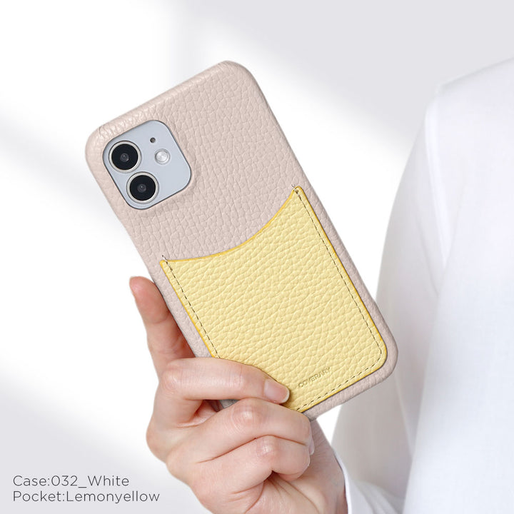 Cuir véritable 32 couleurs Cuir italien grainé avec poche souriante Coque arrière