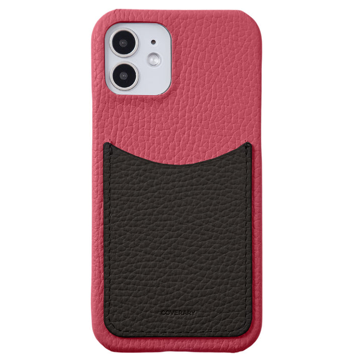 Cuir véritable 32 couleurs Cuir italien grainé avec poche souriante Coque arrière