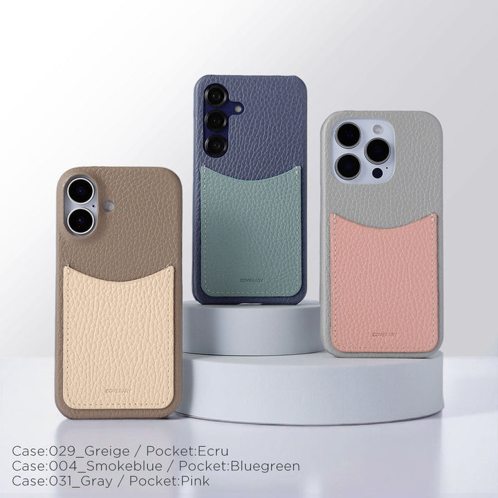 本革 32色 イタリアンシュリンクレザー スマイリーポケット付き 背面ケース iPhoneシリーズ