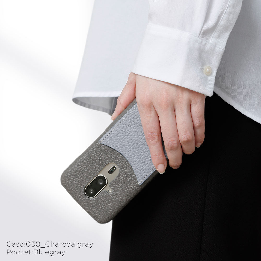 Cuir véritable 32 couleurs Cuir italien grainé avec poche souriante Coque arrière