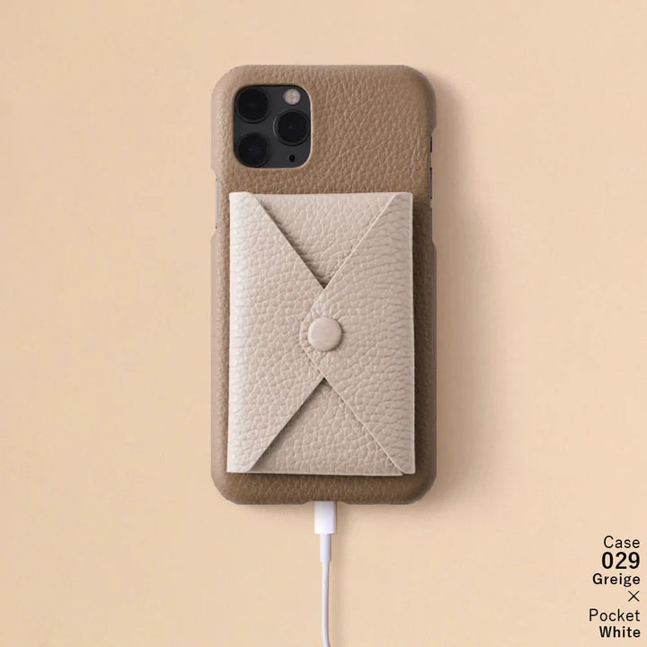 本革 32色 イタリアンシュリンクレザー 蓋ありポケット付き 背面ケース iPhoneシリーズ