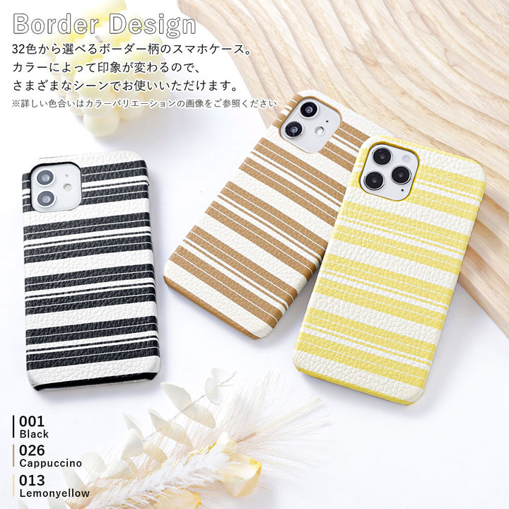 Genuine leather 32 colors Italian shrink leather border pattern back case