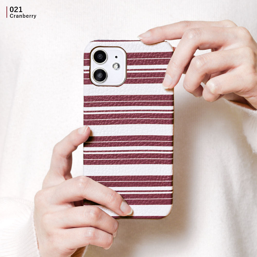 Genuine leather 32 colors Italian shrink leather border pattern back case