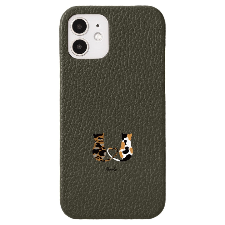Genuine Leather 32 Colors Italian Shrink Leather Cat Personalized Back Case AQUOS Series
