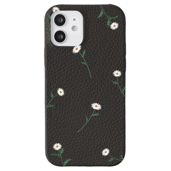Cuir véritable 32 couleurs cuir italien grainé motif marguerite coque arrière série AQUOS