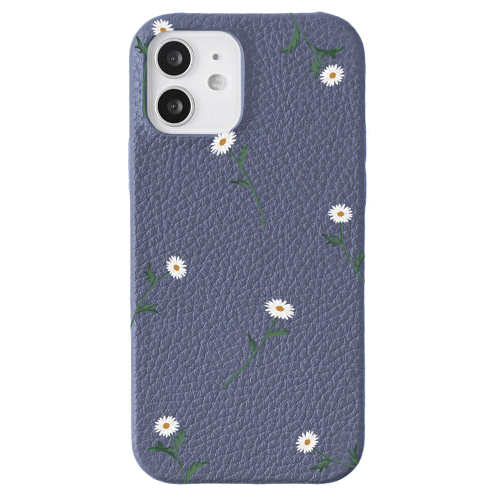 Cuir véritable 32 couleurs cuir italien grainé motif marguerite coque arrière série AQUOS