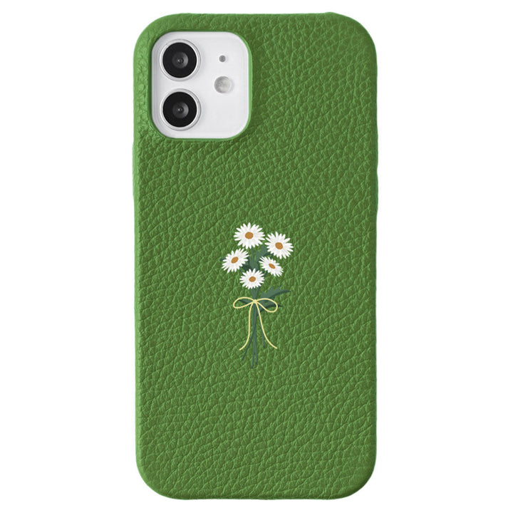 Cuir véritable 32 couleurs cuir italien grainé motif marguerite coque arrière série AQUOS