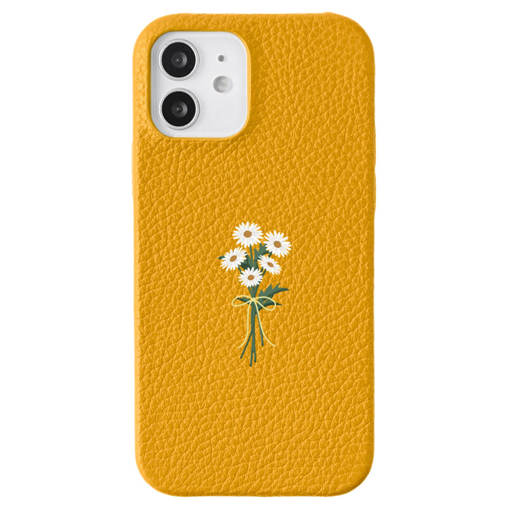 Cuir véritable 32 couleurs cuir italien grainé motif marguerite coque arrière série AQUOS