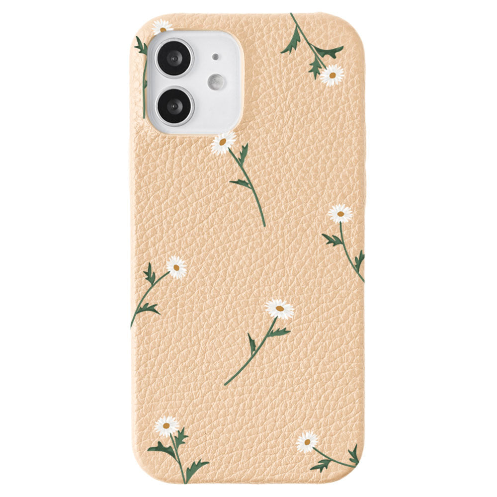 Cuir véritable 32 couleurs cuir italien grainé motif marguerite coque arrière série AQUOS