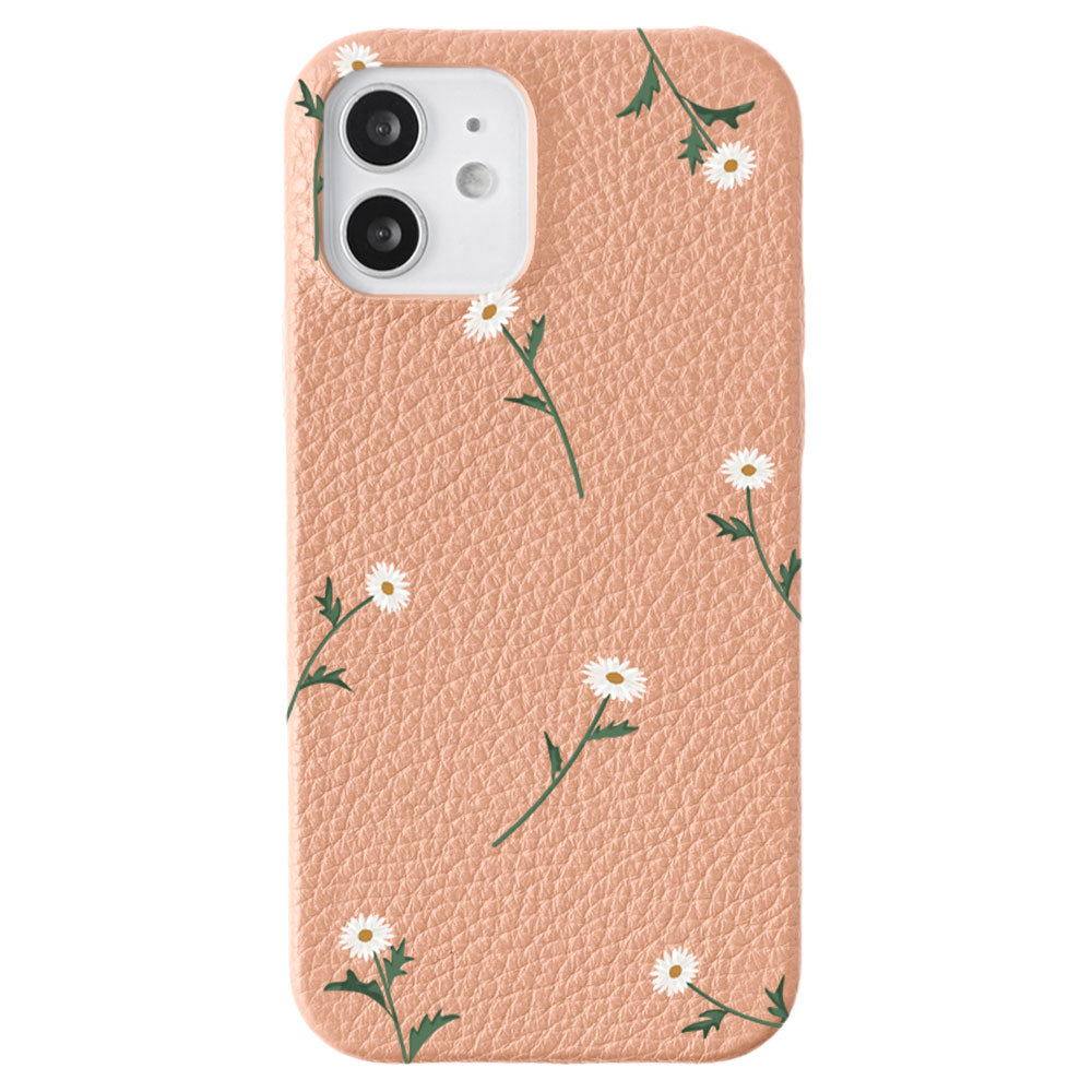 Cuir véritable 32 couleurs cuir italien grainé motif marguerite coque arrière série AQUOS