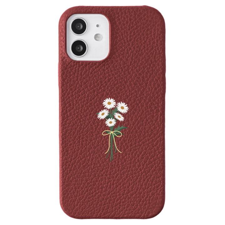 Genuine leather 32 colors Italian shrink leather daisy pattern back case for Google Pixel series