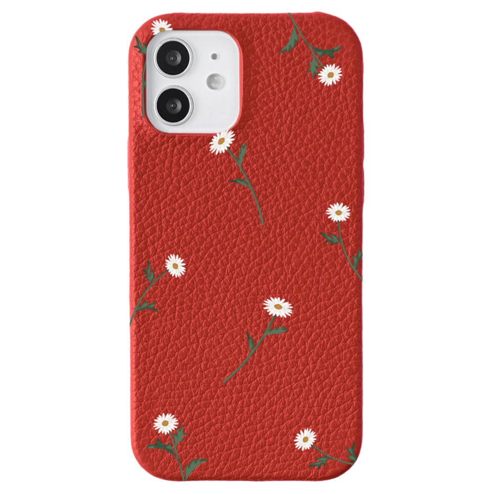 Cuir véritable 32 couleurs cuir italien grainé motif marguerite coque arrière série AQUOS