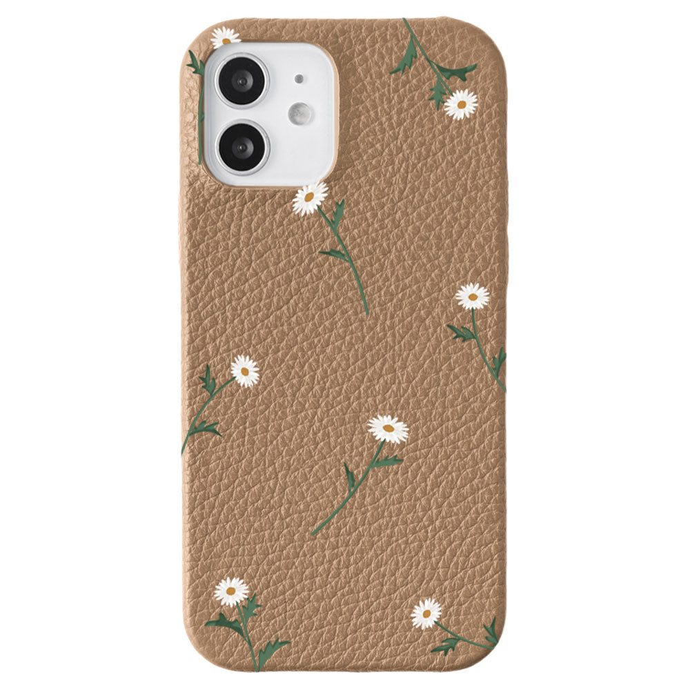 Cuir véritable 32 couleurs cuir italien grainé motif marguerite coque arrière série AQUOS