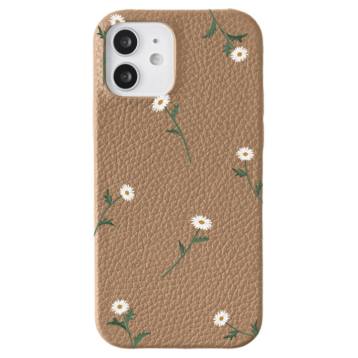 Cuir véritable 32 couleurs cuir italien grainé motif marguerite coque arrière série AQUOS