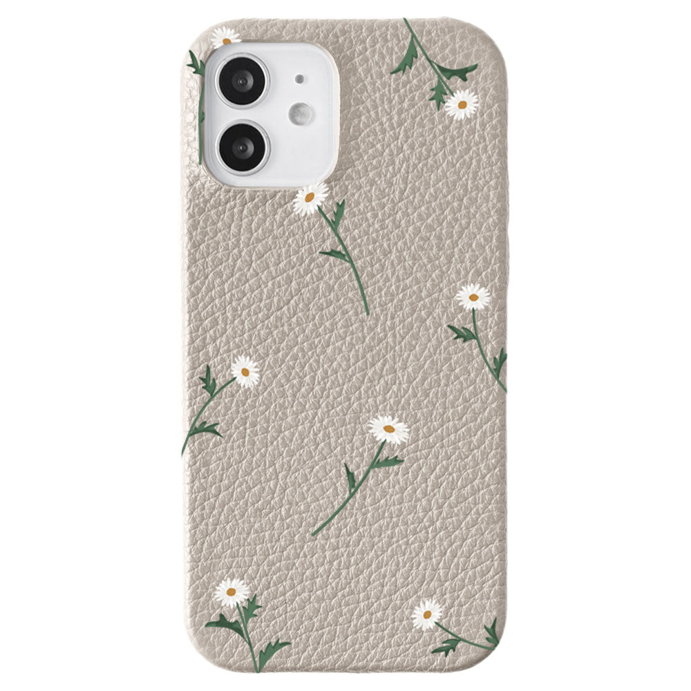 Cuir véritable 32 couleurs cuir italien grainé motif marguerite coque arrière série AQUOS