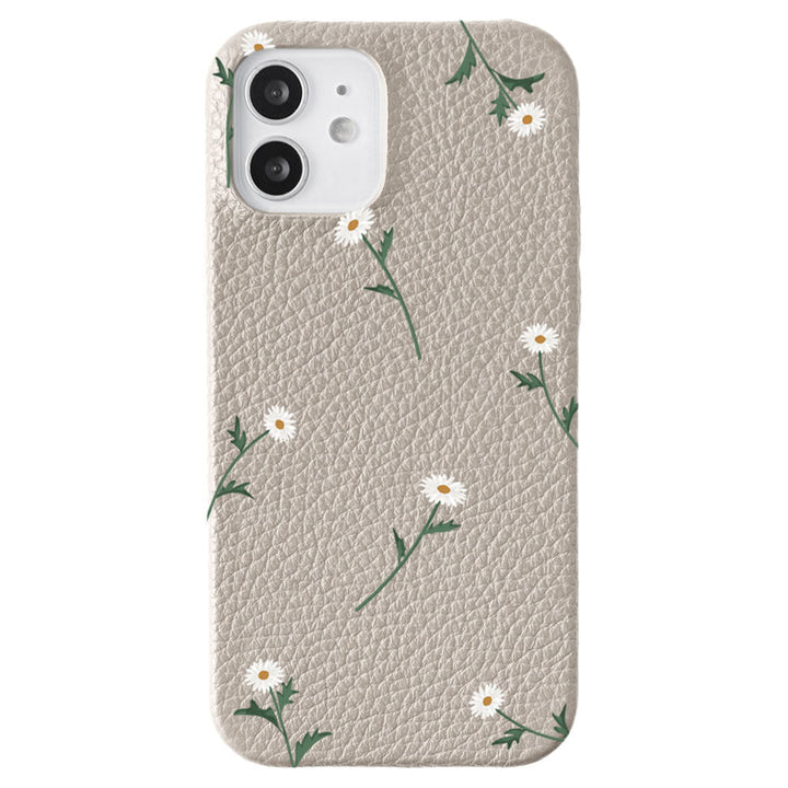 Cuir véritable 32 couleurs cuir italien grainé motif marguerite coque arrière série AQUOS