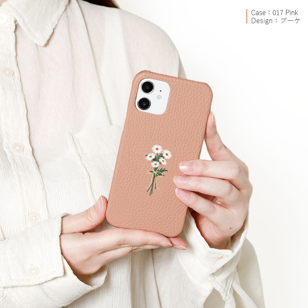 Cuir véritable 32 couleurs cuir italien grainé motif marguerite coque arrière série AQUOS