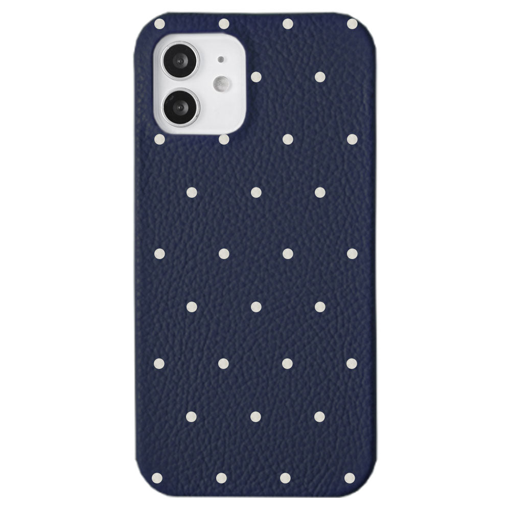 Genuine leather 32 colors Italian shrink leather dot pattern back case iPhone series