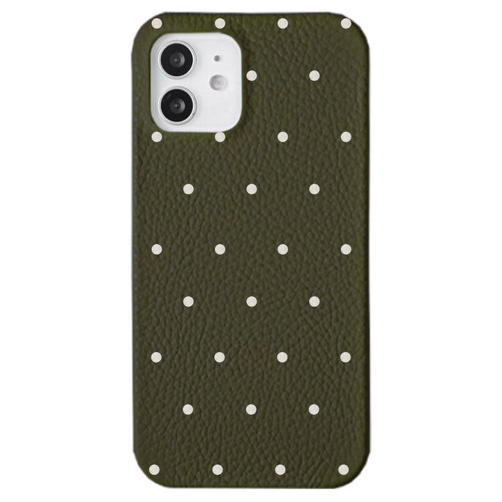 Genuine leather 32 colors Italian shrink leather dot pattern back case iPhone series