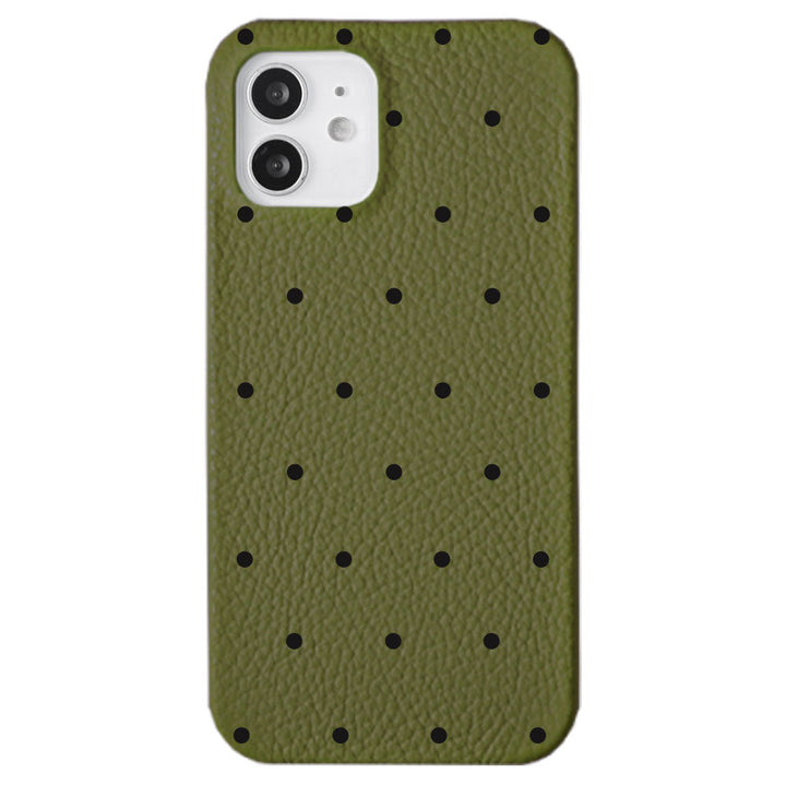 Genuine leather 32 colors Italian shrink leather dot pattern back case iPhone series