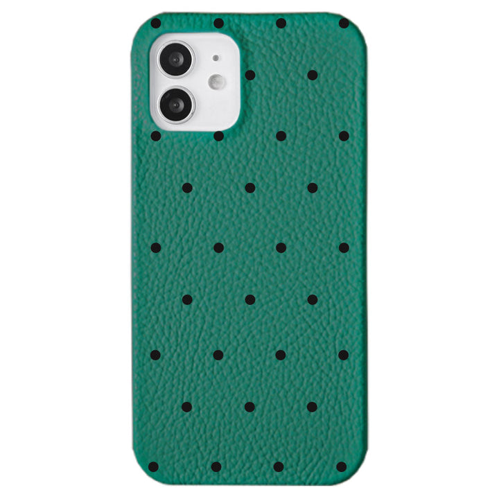 Genuine leather 32 colors Italian shrink leather dot pattern back case iPhone series