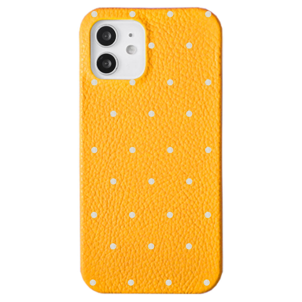 Genuine leather 32 colors Italian shrink leather dot pattern back case iPhone series