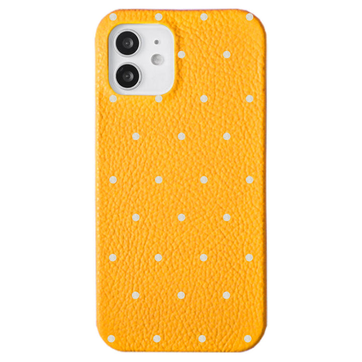 Genuine leather 32 colors Italian shrink leather dot pattern back case iPhone series