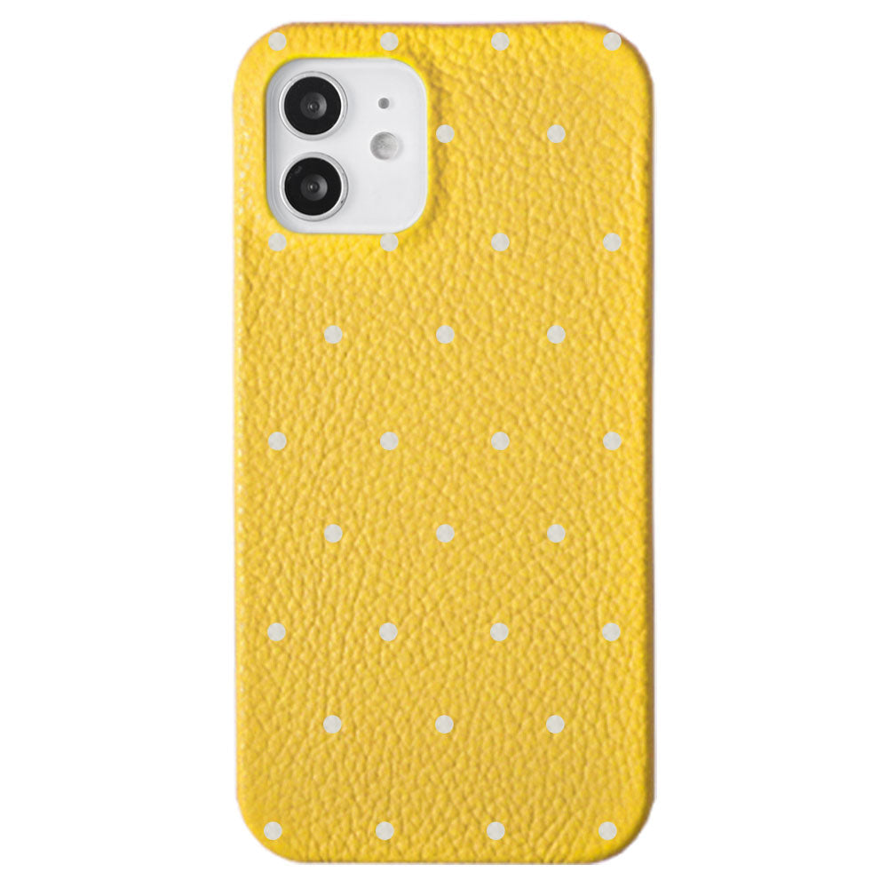 Genuine leather 32 colors Italian shrink leather dot pattern back case iPhone series