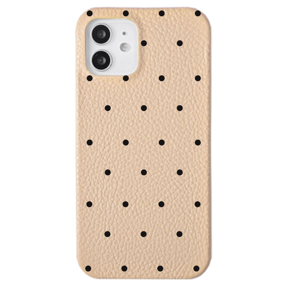 Genuine leather 32 colors Italian shrink leather dot pattern back case iPhone series