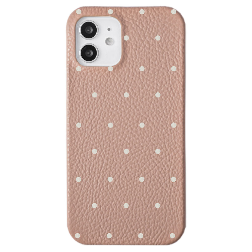 Genuine leather 32 colors Italian shrink leather dot pattern back case iPhone series