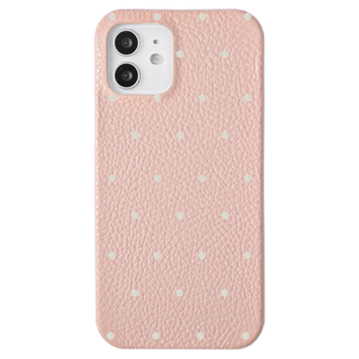 Genuine leather 32 colors Italian shrink leather dot pattern back case iPhone series