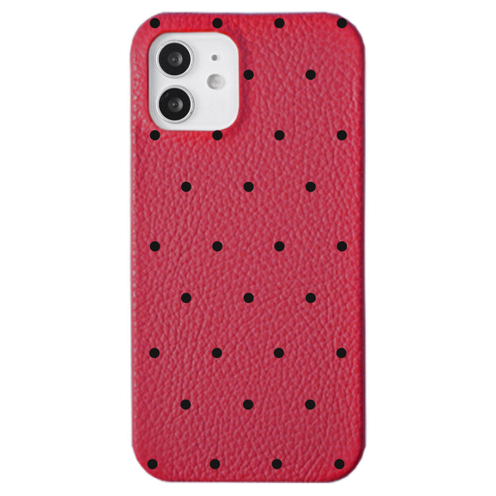 Genuine leather 32 colors Italian shrink leather dot pattern back case iPhone series