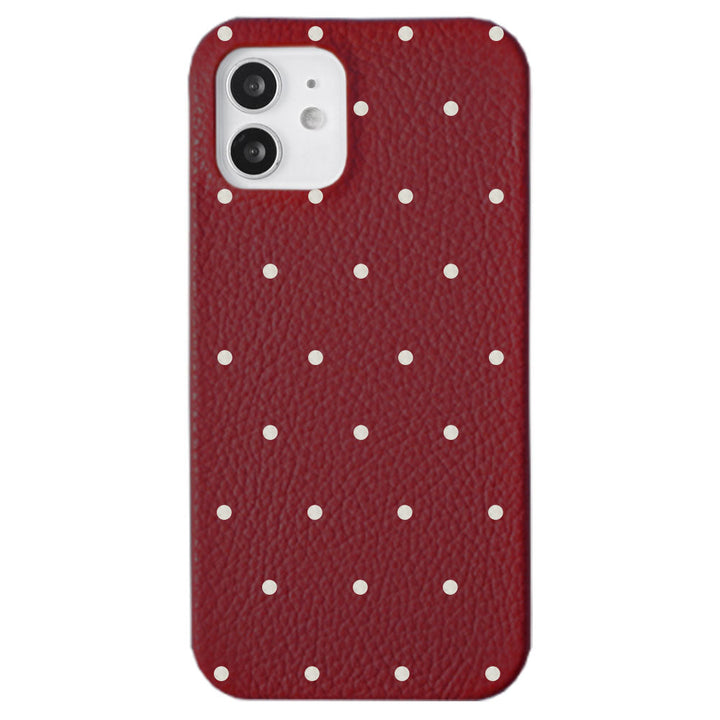 Genuine leather 32 colors Italian shrink leather dot pattern back case iPhone series
