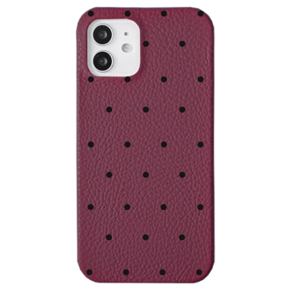 Genuine leather 32 colors Italian shrink leather dot pattern back case iPhone series