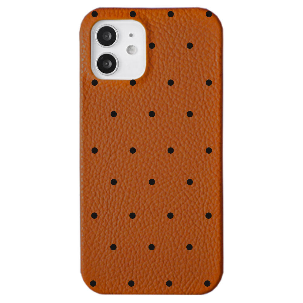 Genuine leather 32 colors Italian shrink leather dot pattern back case iPhone series