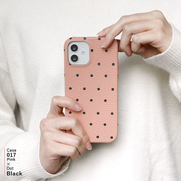 Cuir véritable 32 couleurs cuir italien grainé motif à pois coque arrière Google Pixel série