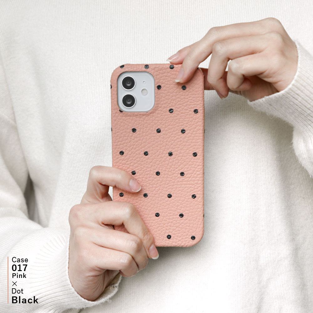 Genuine leather 32 colors Italian shrink leather dot pattern back case iPhone series