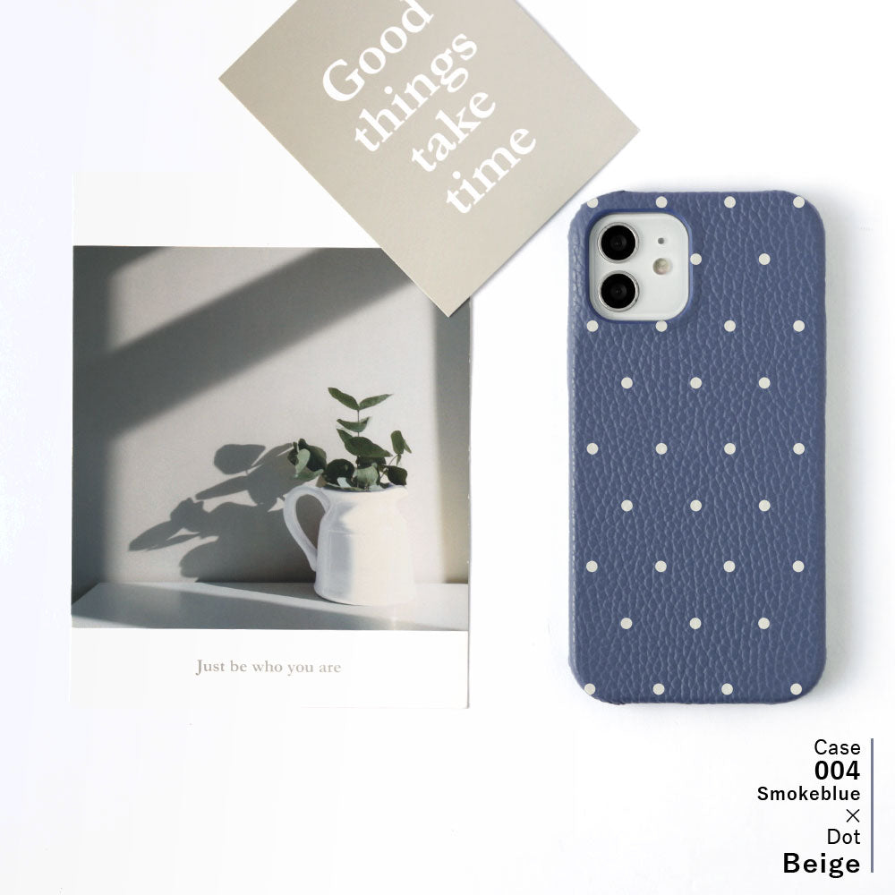 Genuine leather 32 colors Italian shrink leather dot pattern back case iPhone series