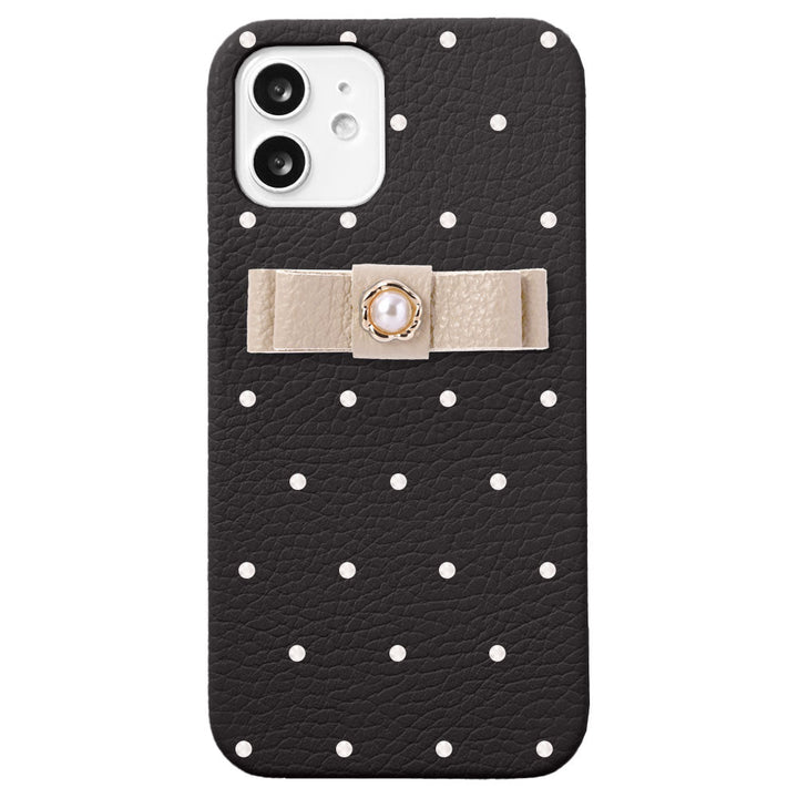 Genuine leather 32 colors Italian shrink leather dot pattern ribbon decoration back case AQUOS series