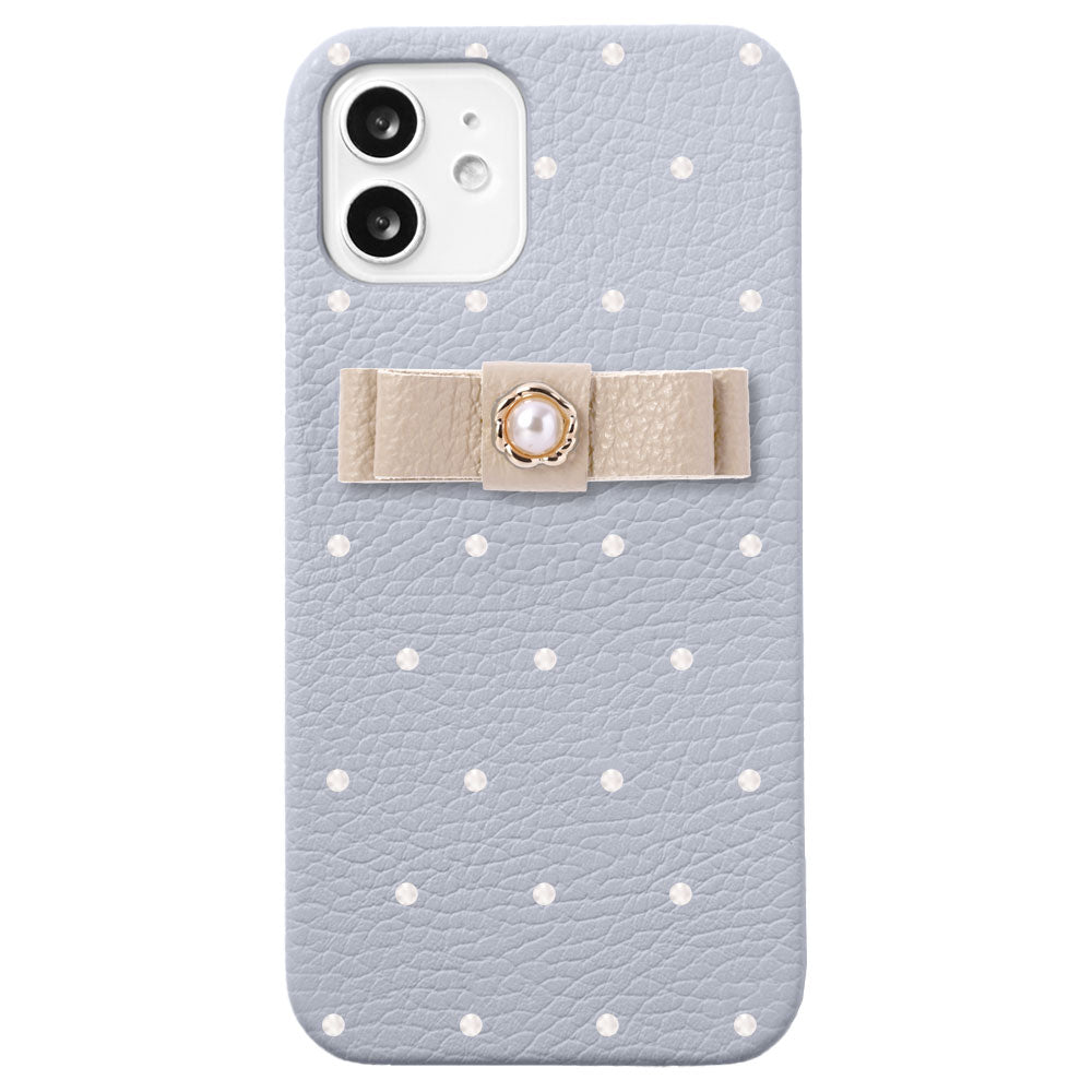 Genuine leather 32 colors Italian shrink leather dot pattern ribbon decoration back case AQUOS series