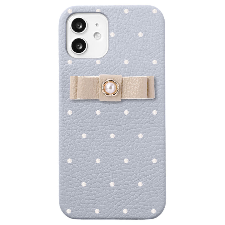 Genuine leather 32 colors Italian shrink leather dot pattern ribbon decoration back case AQUOS series