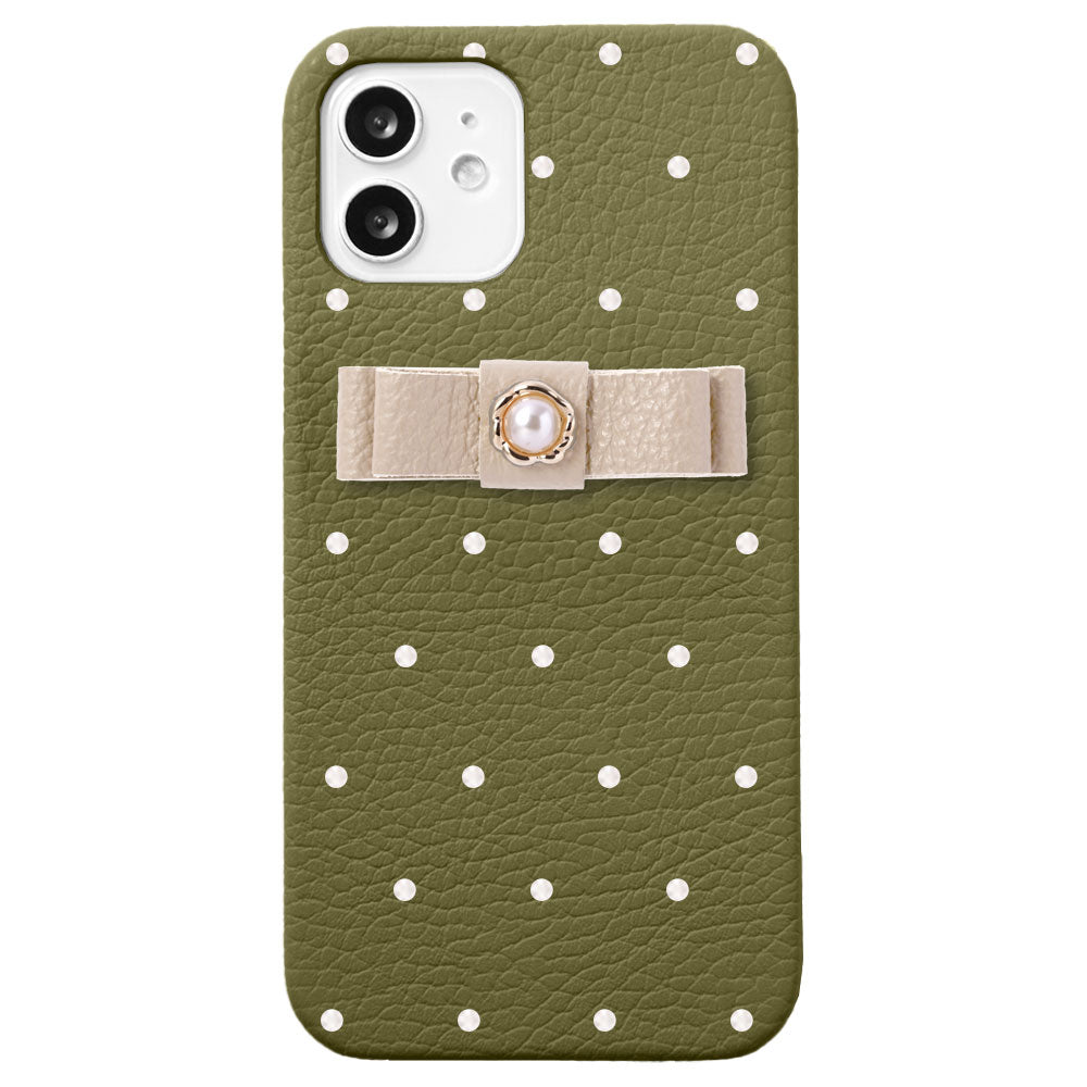 Genuine leather 32 colors Italian shrink leather dot pattern ribbon decoration back case AQUOS series