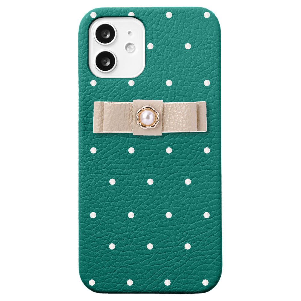 Genuine leather 32 colors Italian shrink leather dot pattern ribbon decoration back case AQUOS series
