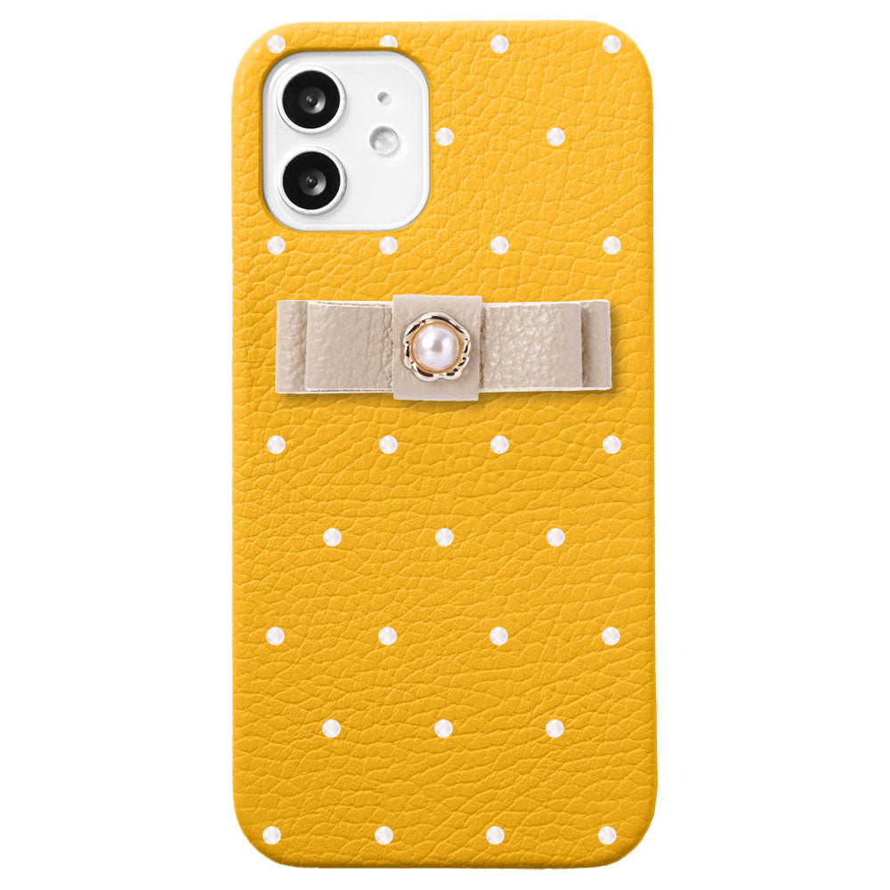 Genuine leather 32 colors Italian shrink leather dot pattern ribbon decoration back case AQUOS series