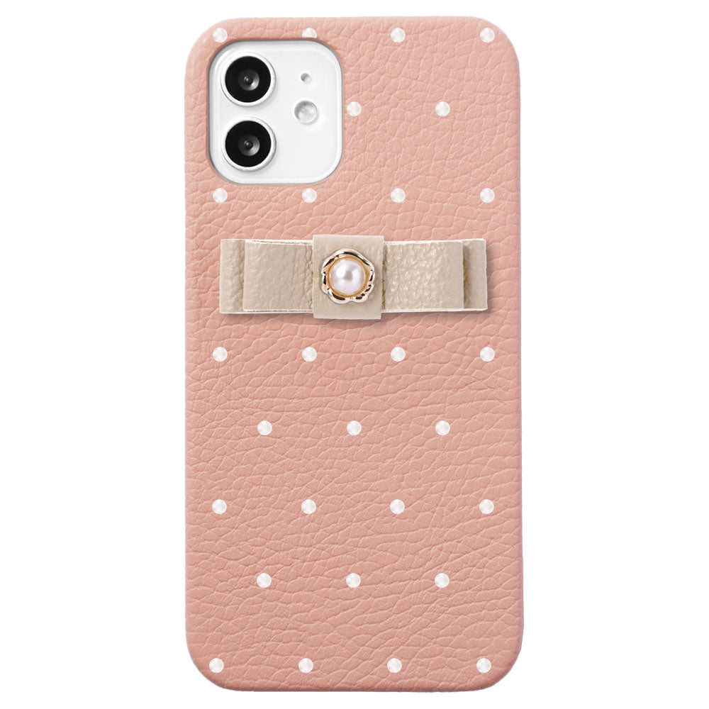 Genuine leather 32 colors Italian shrink leather dot pattern ribbon decoration back case AQUOS series