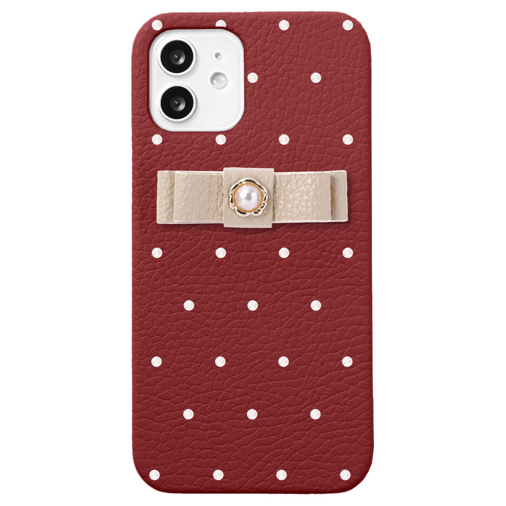 Genuine leather 32 colors Italian shrink leather dot pattern ribbon decoration back case AQUOS series