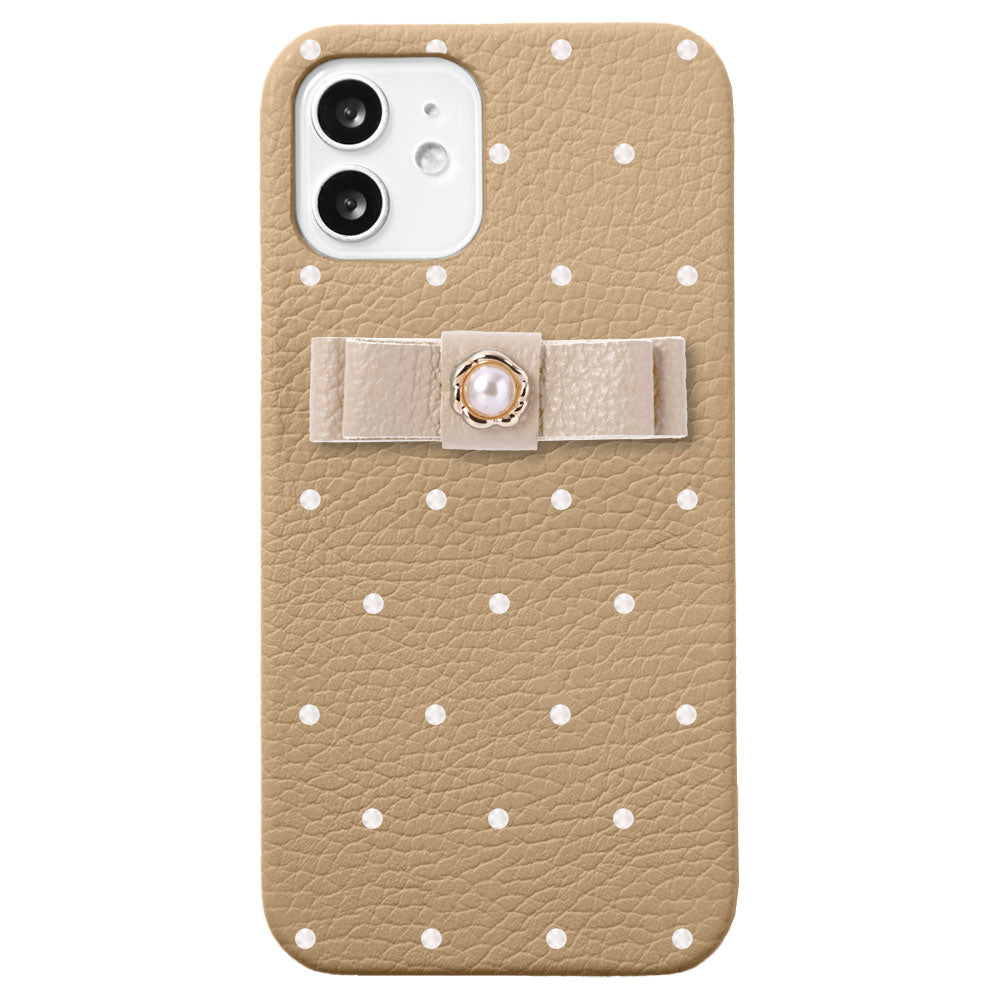 Genuine leather 32 colors Italian shrink leather dot pattern ribbon decoration back case AQUOS series