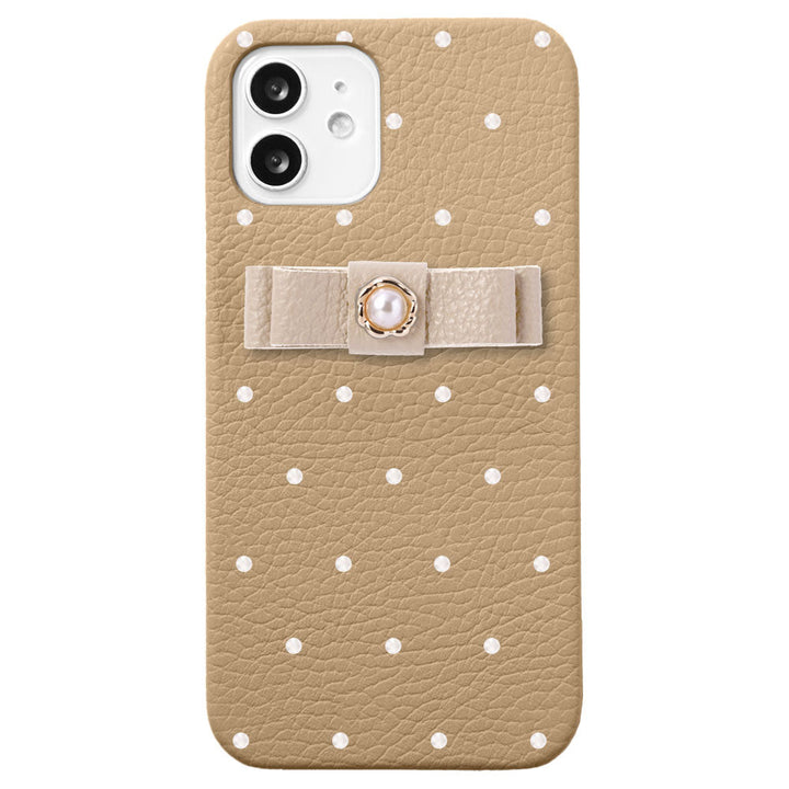Genuine leather 32 colors Italian shrink leather dot pattern ribbon decoration back case AQUOS series