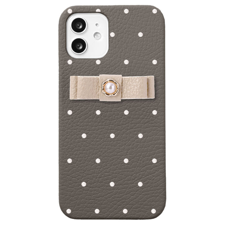 Genuine leather 32 colors Italian shrink leather dot pattern ribbon decoration back case AQUOS series