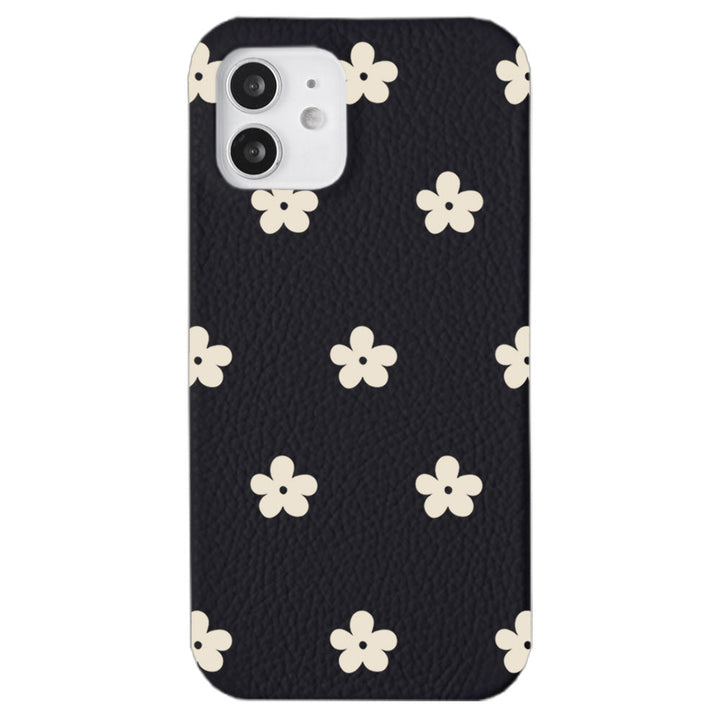 Cuir véritable 32 couleurs cuir italien grainé motif floral 1 coque arrière série iPhone